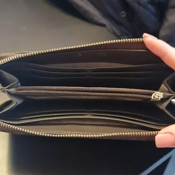 Michael Kors Brown Signature Leather Zip Wallet - Picture 8 of 11